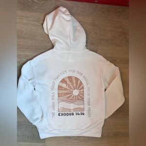 SHEIN Mens Sun & Slogan Graphic White Pullover Hoodie Size Medium